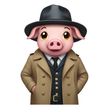 Pig in detective trench coat  sticker