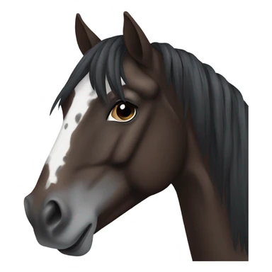 Darkbrown Westernhorse Head with grey spots and a short black standing mane  sticker