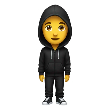 A person wearing a black hoodie and a black pants sticker