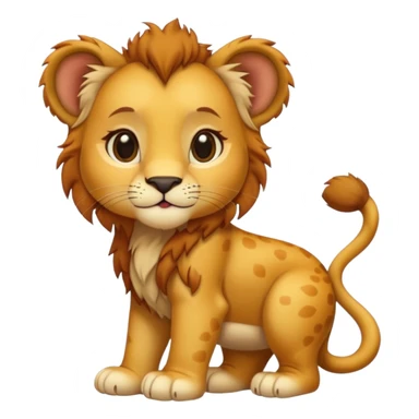 in lion family, only baby Girl lion., full body, single tail sticker