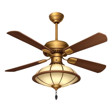 Ceiling Fan – wide-blade wooden fan spinning gently above lantern lights. sticker