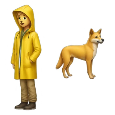 A dingo a yellow raincoat sticker