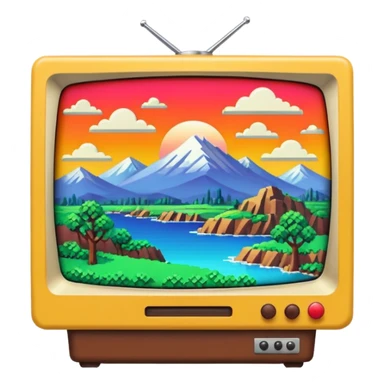thumbnail picture mac os, retro video preview tv icon, landscape in video sticker