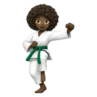 dark skin girl with a karate green belt and one leg kickin high sticker
