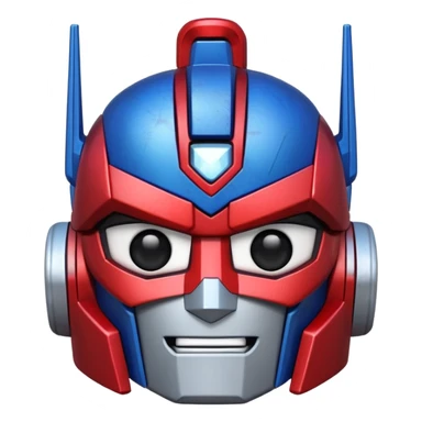 Optimus Prime emoji, apple style, chibi version, cute proportions, blue and red, no text sticker
