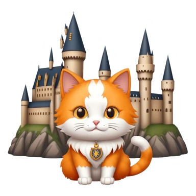Cat with hogwarts castle sticker