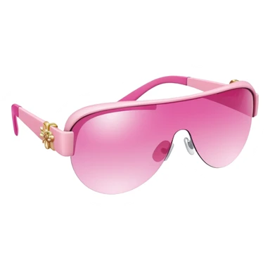 pink visor sunglasses with small decorative elements, fashion forward Y2K style sticker