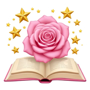 Un livre rose poudre minimaliste ouvert avec des étoiles qui en sortent  sticker