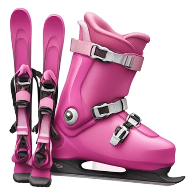 Pink ski boots and standing skis behind boots sticker