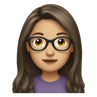 Brunette girl with long hair wearing glasses sticker