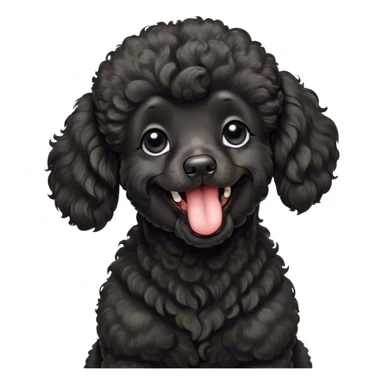 Cinematic Cute Yawning Black Poodle Portrait Emoji, Head tilted slightly with a dramatic, wide-open yawn, displaying a soft, curly jet-black Fur with a refined texture, floppy ears slightly drooping, round dark eyes barely open in drowsy contentment, Simplified yet irresistibly adorable features, highly detailed, glowing with a soft, cozy glow, high shine, relaxed yet expressive, stylized with a touch of whimsy, bright and endearing, soft glowing outline, capturing the essence of a sleepy yet affectionate companion, so drowsy it feels like it could stretch right out of the screen and curl up for a nap! sticker
