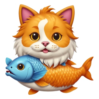 Cat plus a horned fish dog sticker