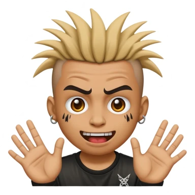 punk emoji, hardcore rock face emoji with hands sticker