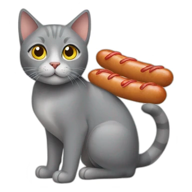 Gray cat with sausages  sticker