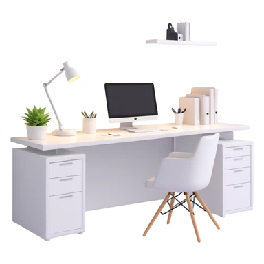 white workspace office with lighting sticker