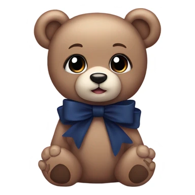 cute navy teddy bear with bows sticker