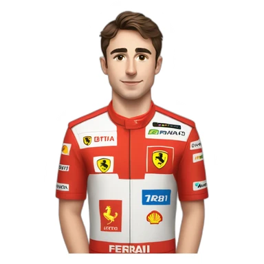 Charles Leclerc wearing a ferrari shirt sticker