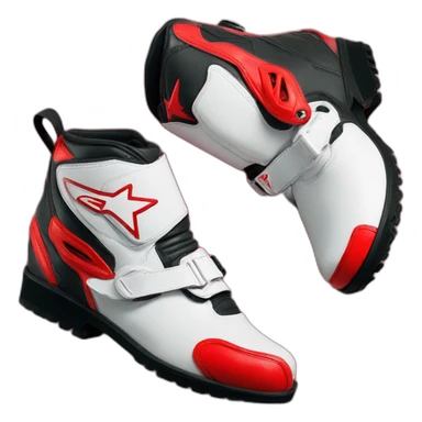 A pair of red alpinestar motocross boots  sticker
