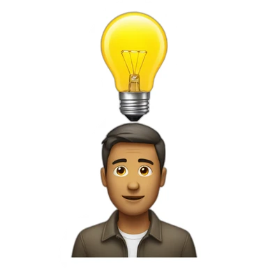 man with light bulb above his head sticker
