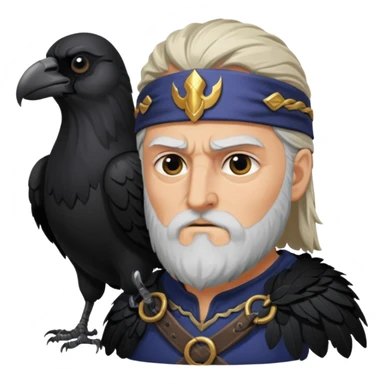norse god odin with one eyepatch on his left eye and raven on his shoulder sticker