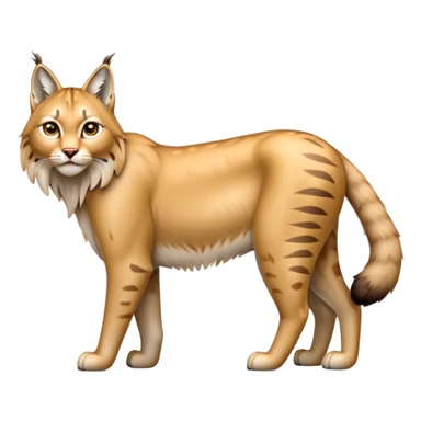 Cinematic-Lynx-Realistic-Full-Body-Standing on all fours-Emoji – head tilted dramatically, sleek golden-brown fur with faint spotting, long legs and large paws poised elegantly, simplified yet realistic focused features, highly detailed, glowing with an almost sarcastic glow. sticker