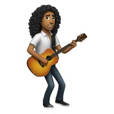 hispanic man with long curly hair playing guitar sticker