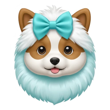 Fluffy dog with aqua bow sticker