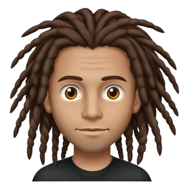 columbian tech man with brown hair, dreadlocks, brown eyes. No forehead wrinkles & black shirt. sticker