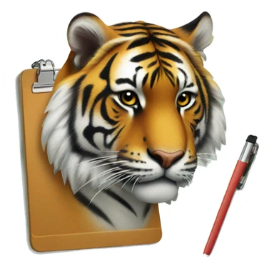 clipboard with a print of a bengal tiger clipped to it sticker