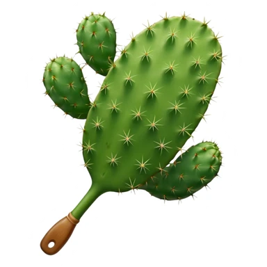 Realistic emoji of a Mexican nopal (cactus paddle) without thorns or spines, smooth green surface, juicy and fresh like the kind used for cooking in Mexico. sticker