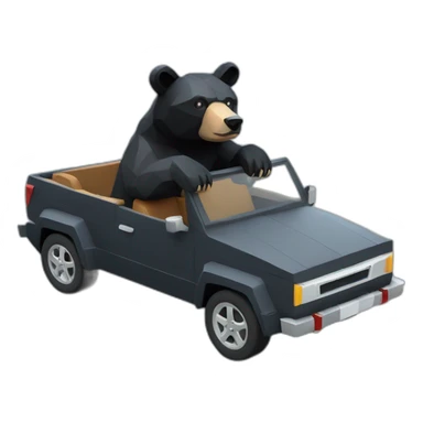 Lowpoly black bear in car sticker
