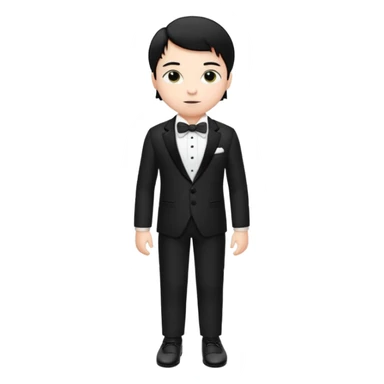 white boy with black hair in a tuxedo. full body sticker