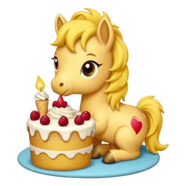 yellow pony eating cake sticker