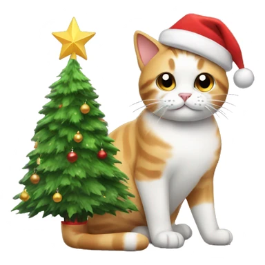 Cat with Christmas tree  sticker