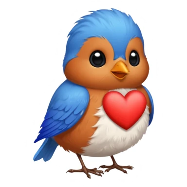 Little robin red blue black heart  sticker
