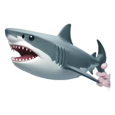 Shark with Sakura flowers sticker