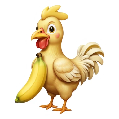 chicken with banana in hand sticker