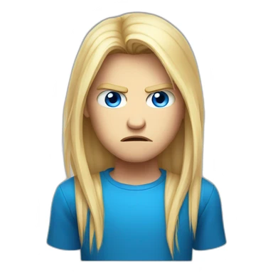 blue-eyed male angry frowning teenager long straight blond hair sticker