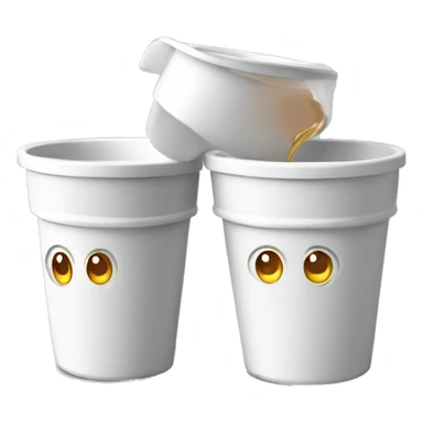 2 white stryophome cups stacked on eacher (dubble cup) and cough syrup sticker