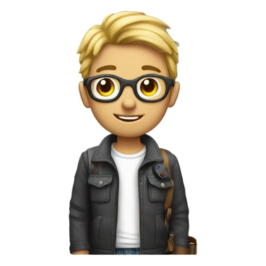 a young man with a camera sticker