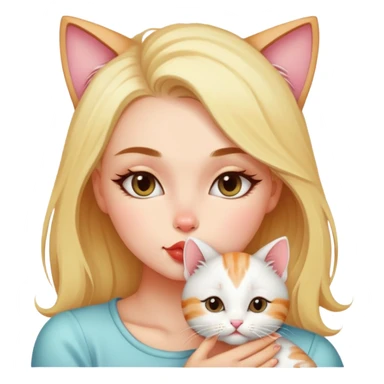 A pretty alternative woman kissing a kitty on the forehead so tenderly sticker