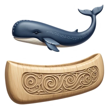 Scandinavian carving icon, whale bone with intricate Norse patterns, chisels and carving tools, minimalistic style, clean lines, transparent background. sticker