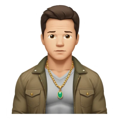 Mark Wahlberg as Marky Mark with shirtless with necklace, jacket sticker
