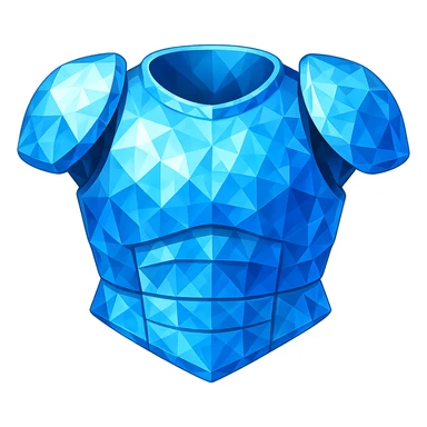Transform this silver platebody into a diamond platebody with a blue, crystalline, faceted appearance, keeping the same shape and style. The style should resemble emoji style with a transparent background. sticker