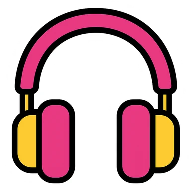 pink headphones color icon style sticker