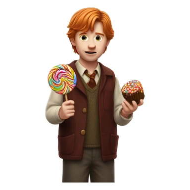 Ron Weasley holds a candy in his hands sticker