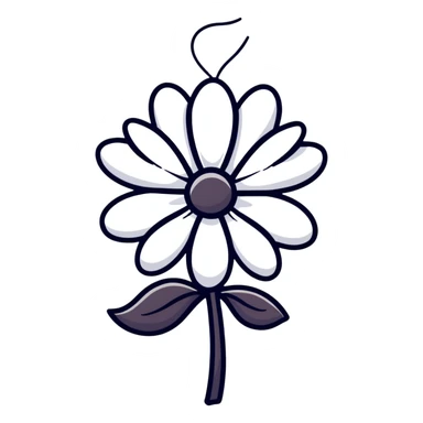 colorful cartoon flower with a small bow, playful style sticker