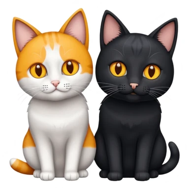 Gato preto do olho amarelo, e branco do olho azul juntos um do lado do outro sticker