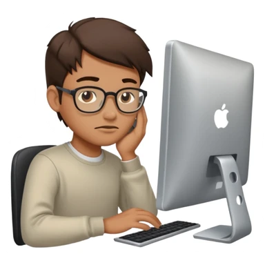 young programmer working very hard on the computer, squinting sticker