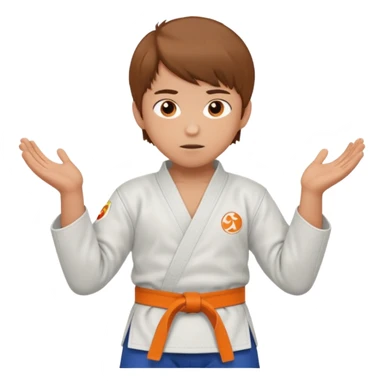 garcon blanc judoka cheveux brun avec ceinture orange sticker
